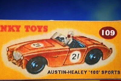 Austin Healey 100 sports для литой Dinky Repro коробка 109 - второе качество печати - Изображение 1 из 3