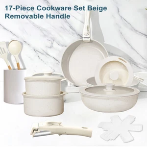 17-teiliges Töpfe und Pfannen Set Antihaft Kochgeschirr Sets Granit Induktion DE - Bild 1 von 13