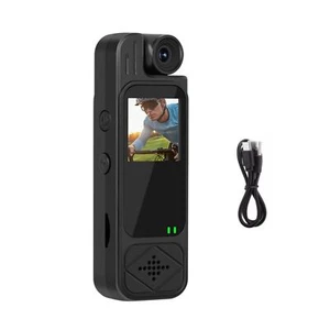 1080P Audio Video Recorder 180° Rotating Lens IR Night Mini Body Camera - Foto 1 di 20
