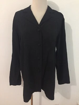 Chaqueta Blazer Túnica Larga EILEEN FISHER 100% Seda Negra Talla M Foto 1 de 4