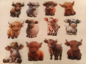 24 Pcs Cow Ornaments for Tree Acrylic Cartoon Highland Hanging... - Picture 1 of 14