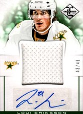 2012-13 Limited Jumbo Materials Signatures #JJLE Loui Eriksson Auto Jersey /49