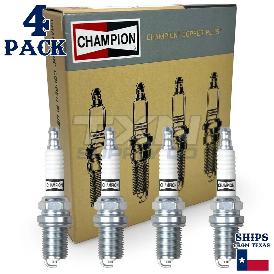 4 Pack Champion Copper Plus Spark Plugs for 1992-1998 Suzuki Sidekick 1.6L L4 - Image 1 of 3