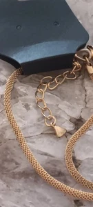 Vintage 80er-90er Jahre Gold Statement Halskette LC mit Mesh Goldkette / Anhänger - Bild 1 von 6