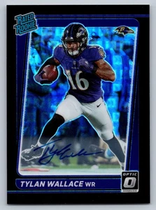 Tylan Wallace 2021 Donruss Optic Rated Rookie Black Pandora Auto /25 SSP Ravens - Picture 1 of 2
