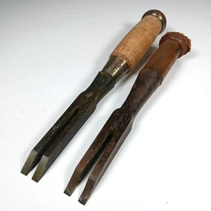 Japanese Mukomachi Nomi Chisel Mata-Saku 又作 etc set of 2 Chisels From JapanT - Picture 1 of 21
