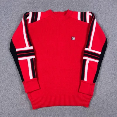 VTG FILA Sweater Mens 42 Wool Red Striped Ski Retro Made in Italy 70s 80s - Image 1 of 4