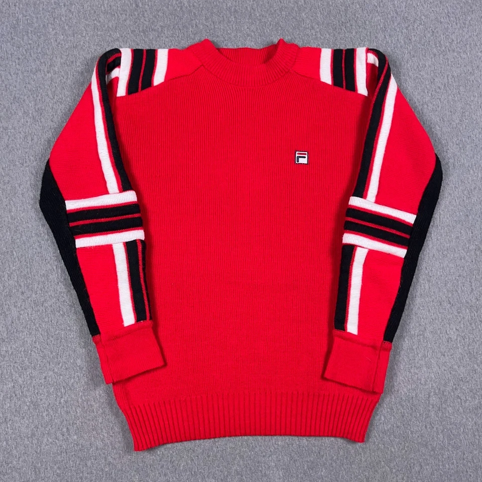 VTG FILA Sweater Mens 42 Wool Red Striped Ski Retro Made in Italy 70s 80s - Image 1 of 4
