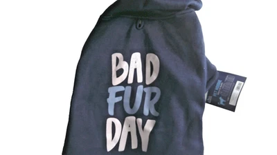 Sudadera con Capucha Pawsitively Fun "Bad Fur Day" Perro L Grande Azul Marino Foto 1 de 4