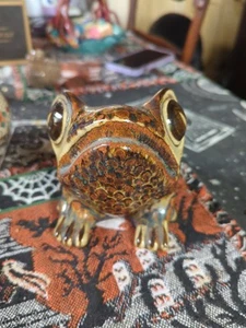 VTG Large Carlos Villanueva Frog Mexican Pottery Artist Signed Folk Art Figurine - Picture 1 of 8