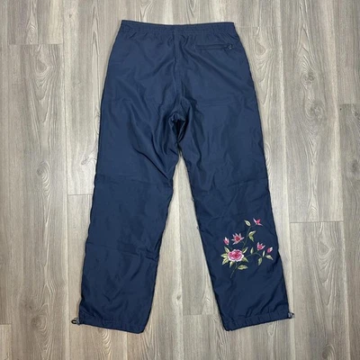 Vintage '99 Gap Navy Windbreaker Pants with Embroidered Details - Image 1 of 4