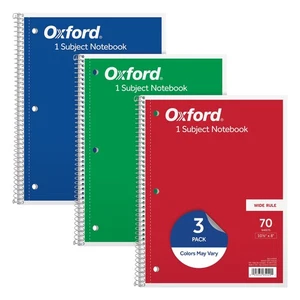 Cuadernos Oxford de 1 asignatura, diario escolar, 8 x 10-1/2 pulgadas, papel de regla ancha,... - Imagen 1 de 7