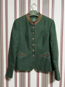 Allwerk Linen Trachten Bavarian Austrian Etno women's blazer jacket Sz 38 S/M - Picture 1 of 16
