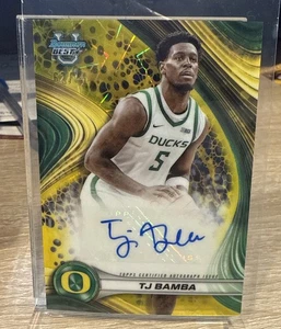 2025 Bowman University Best Auto TJ Bamba Yellow Lazer #d/75 - Foto 1 di 2