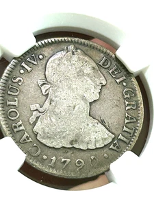 1790 Mo FM Mexico 2 Reales Spanish Colony Silver Coin GRADED NGC FINE DETAIL - Picture 1 of 3