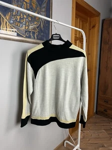 Helmut Lang Women`s Beige Multicolor Wool High Neck Sweater Size L - Picture 1 of 9