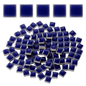 205pcs Square Ceramic Mosaic Tiles Bulk Stained Mosaic Tiles 200g Deep Blue - Picture 1 of 7