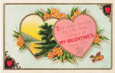 Antigua postal de San Valentín en relieve parte posterior dividida (201) Foto 1 de 2