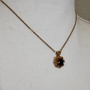 Vintage Halskette goldfarben Faux Rubin Strass Damen Modeschmuck - Bild 1 von 9