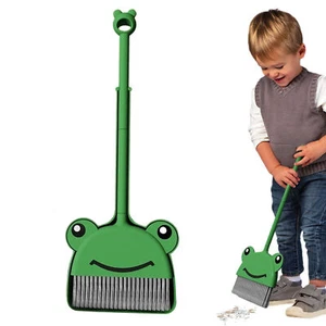 Kids Broom And Dustpan Set Children Green Frog Cleaning Set Toddler amicable - Picture 1 of 5