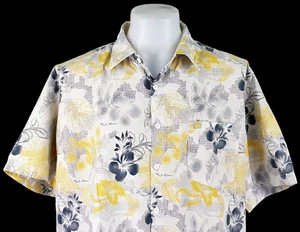 POINT ZERO Mens Grey & Yellow S/S HAWAIIAN SHIRT Ultrasoft - XL (2XL) - 54" -£79 - Picture 1 of 13