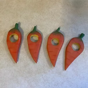 Carrot Napkin Rings Hand Carved/Painted Folksy Whimsical Country Garden Party - Picture 1 of 4