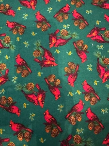 3 YDS UNGESCHNITTEN SUPER KUSCHELIG FLANELL STOFF CARDINALS PAAR AUF GRÜN NEU JOANN X-MAS - Bild 1 von 1