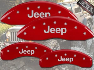 2005-2010 "Jeep" Grand Cherokee Front + Rear Red MGP Brake Disc Caliper Covers - Foto 1 di 10