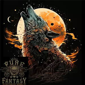 A Howling Wolf in the Moon Light Mens Cotton T-Shirt Tee Top - Picture 1 of 4