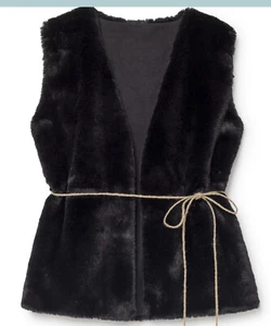 LITTLE CREATIVE FACTORY GIRLS SIZE 12 SNOW BLACK FAUX FUR VEST NEW WITH TAGS - Picture 1 of 3