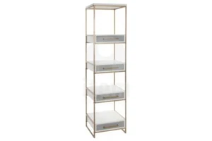 LIBRERIA CON 4 CASSETTI IN LEGNO ETAGERE STUDIO UFFICIO SCAFFALE IN METALLO - Foto 1 di 4