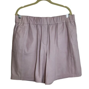 Halston Heritage Womens Leather Shorts Size 14 Lilac Pull On Pockets Lined - Picture 1 of 7