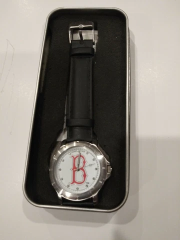 BOSTON RED SOX BASEBALL WATCH LEATHER BAND - MENS Cover