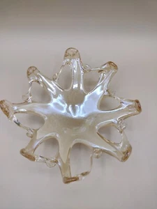 Plato de caramelo/menta de vidrio artístico de ocho dedos inspirado en pulpo color crema y ámbar - Imagen 1 de 10