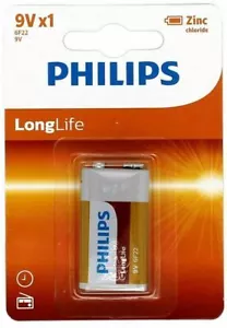 Philips Heavy Duty 9V batteries 6F22 smoke alarm Battery Exp 12/2026 - Picture 1 of 3