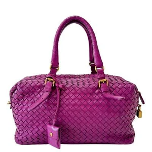 BOTTEGA VENETA Intrecciato Purple Leather Bowling Bag - Picture 1 of 19