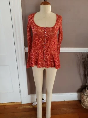 Free People 华丽多色羊毛混纺花卉上衣!! XS 码!! — 第 1/4 张图片