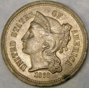 1868/18 THREE CENT NICKEL GORGEOUS SCARCE RE PUNCHED DATE BEAUTIFUL 3c TYPE COIN - Picture 1 of 3