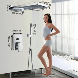 Waterfall Rainfall Shower Head Set Mixer Faucet Shower Handheld Wall Mount - Picture 1 of 10