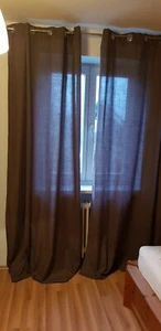 4x Vorhang Schal mit Ösen grau/aubergine 240 cm X 135 cm - Bild 1 von 7