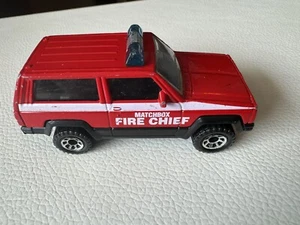 Jeep Cherokee Fire Chief Car 1986 Matchbox rojo suelto - Imagen 1 de 7