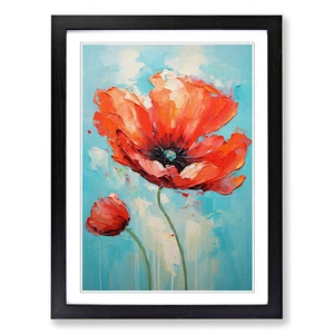Poppy Flower Expressionism Framed Canvas Wall Art Print Poster Picture - Picture 1 of 8