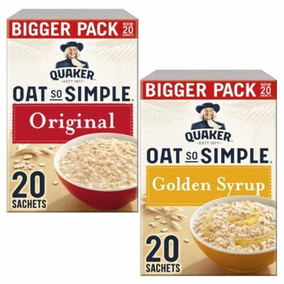Quaker Oat So Simple Original 20x und Golden Syrup 20x Haferflocken Porridge - Bild 1 von 4