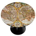 Elastic Edge Vinyl Fitted Tablecloth Design Heavy Duty Vintage Old World Map ...