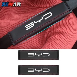 Leather Car Seat Belt Cover Shoulder Pads For BYD Atto 3 Yuan Plus Song Dolphin - Picture 1 of 9