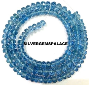Aquamarine Faceted Rondelle Chain Santa Maria Aquamarine 5-7.MM Gemstone Beads. - Picture 1 of 10