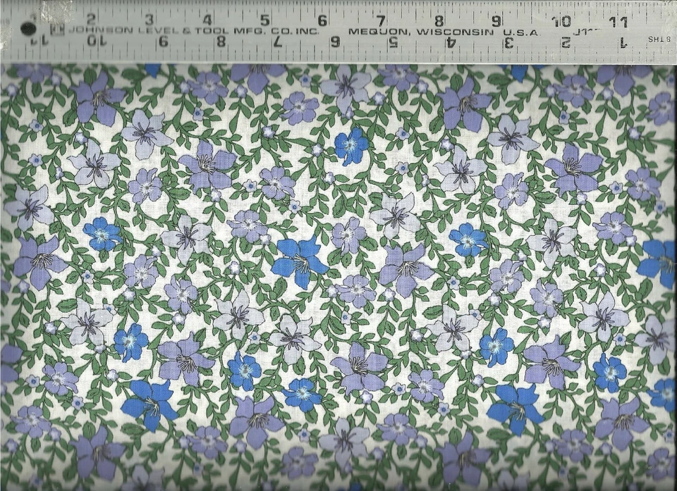 David Textiles ~ Ivy & Purple Flowers on Creme ~ 100% Cotton Quilt Fabric BTY - Image 1 of 1
