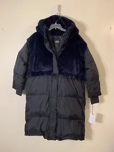Ugg Keeley Convertible 2-in-1 faux fur puffer jacket black navy NWT size XL $428 - Picture 1 of 9