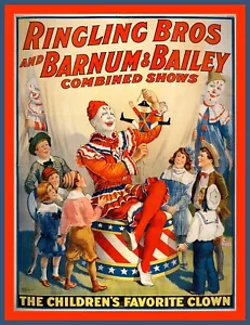 13422.Dekor Poster.Home Wand Interior Art Design.Kinder Lieblings Zirkus Clown - Bild 1 von 1