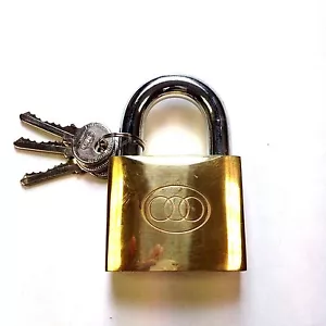 Tri-Circle Solid Brass Padlock with 3 Keys -63mm - Picture 1 of 1